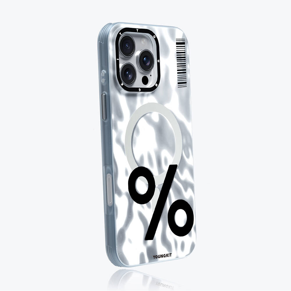 Apple iPhone 16 Pro Max Kılıf M-safe Şarj Özellikli Youngkit Mathematical Serisi Kapak Gri