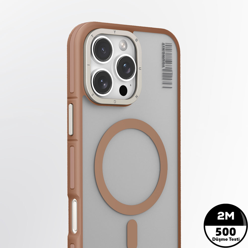 Apple iPhone 16 Pro Max Kılıf M-safe Şarj Özellikli Youngkit Rock Sand Serisi Kapak Siyah