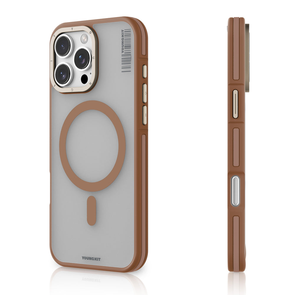 Apple iPhone 16 Pro Max Kılıf M-safe Şarj Özellikli Youngkit Rock Sand Serisi Kapak Siyah