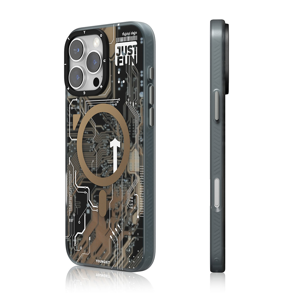 Apple iPhone 16 Pro Max Kılıf M-safe Şarj Özellikli Youngkit Technology Serisi Kapak Gri