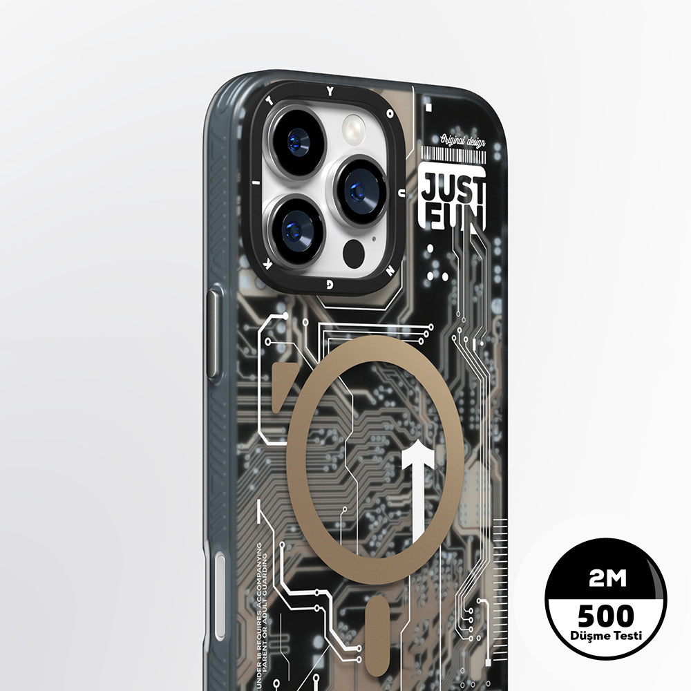 Apple iPhone 16 Pro Max Kılıf M-safe Şarj Özellikli Youngkit Technology Serisi Kapak Mavi