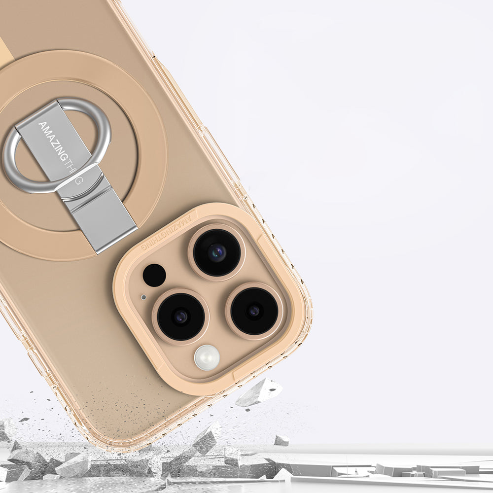 Apple iPhone 16 Pro Max Kılıf M-safe Şarj Özellikli Yüzük Standlı Amazingthing Titan Pro Serisi Kapak Siyah