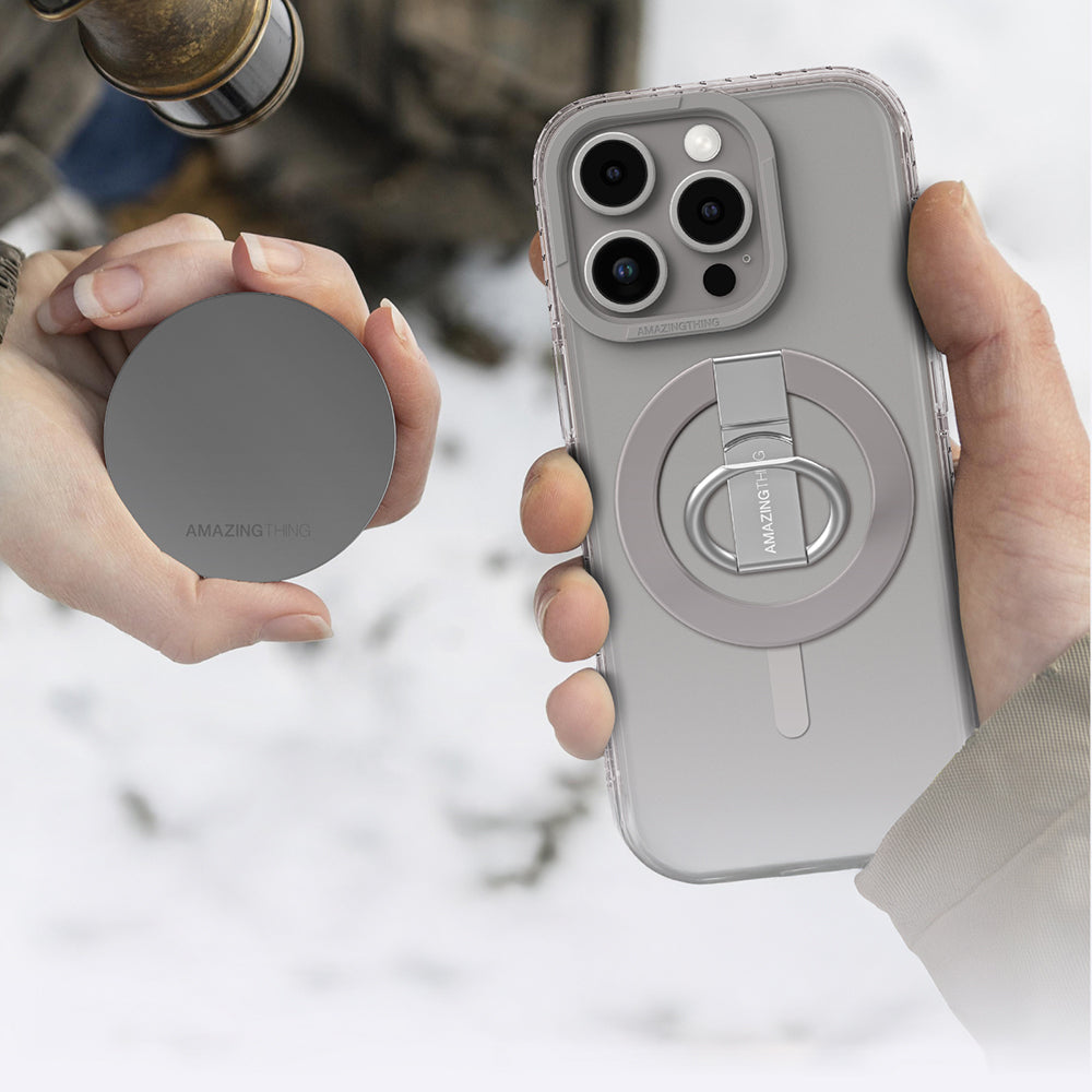 Apple iPhone 16 Pro Max Kılıf M-safe Şarj Özellikli Yüzük Standlı Amazingthing Titan Pro Serisi Kapak Rose Gold