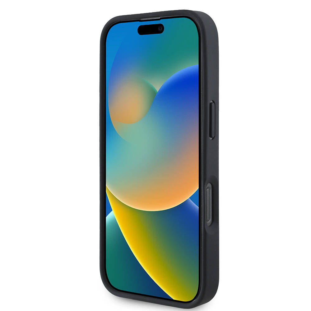 Apple iPhone 16 Pro Max Kılıf Mercedes Benz Orjinal Lisanslı M-safe Şarj Özellikli 3D Metal Logolu Wood Imitation Deri Kapak Siyah