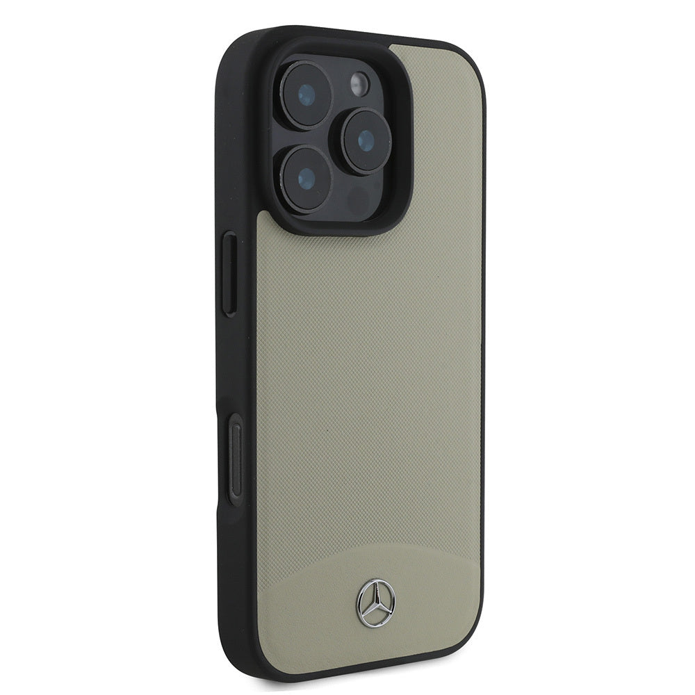 Apple iPhone 16 Pro Max Kılıf Mercedes Benz Orjinal Lisanslı M-safe Şarj Özellikli Dokulu ve Düz Deri Kapak Siyah