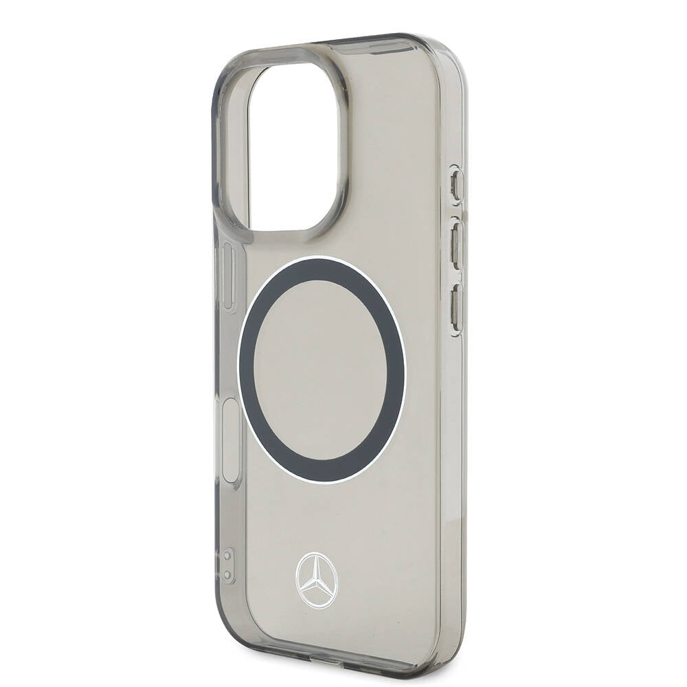 Apple iPhone 16 Pro Max Kılıf Mercedes Benz Orjinal Lisanslı M-safe Şarj Özellikli Saydam Yüzey Silver Ring Kapak Siyah