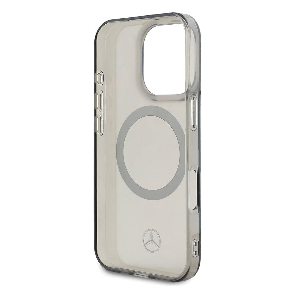 Apple iPhone 16 Pro Max Kılıf Mercedes Benz Orjinal Lisanslı M-safe Şarj Özellikli Saydam Yüzey Silver Ring Kapak Siyah