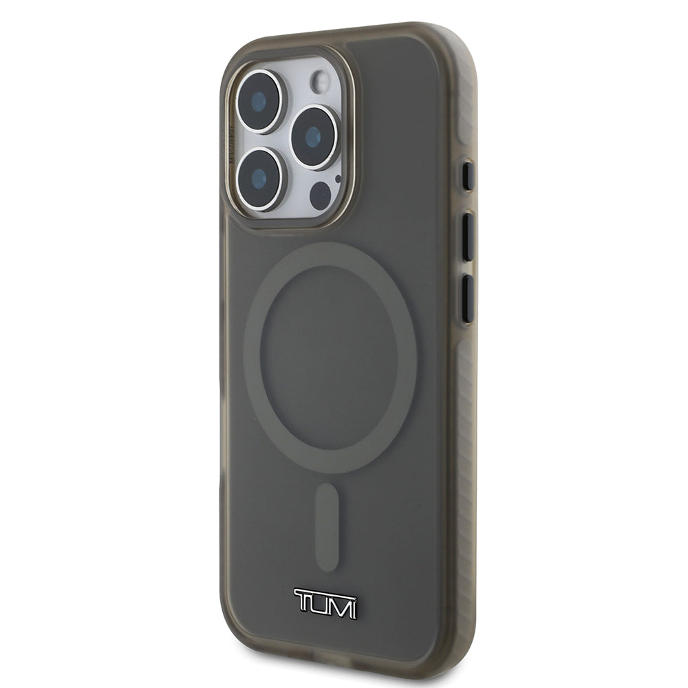 Apple iPhone 16 Pro Max Kılıf TUMI Orjinal Lisanslı M-safe Şarj Özellikli Airbagli Buzlu Transparan Kapak Siyah