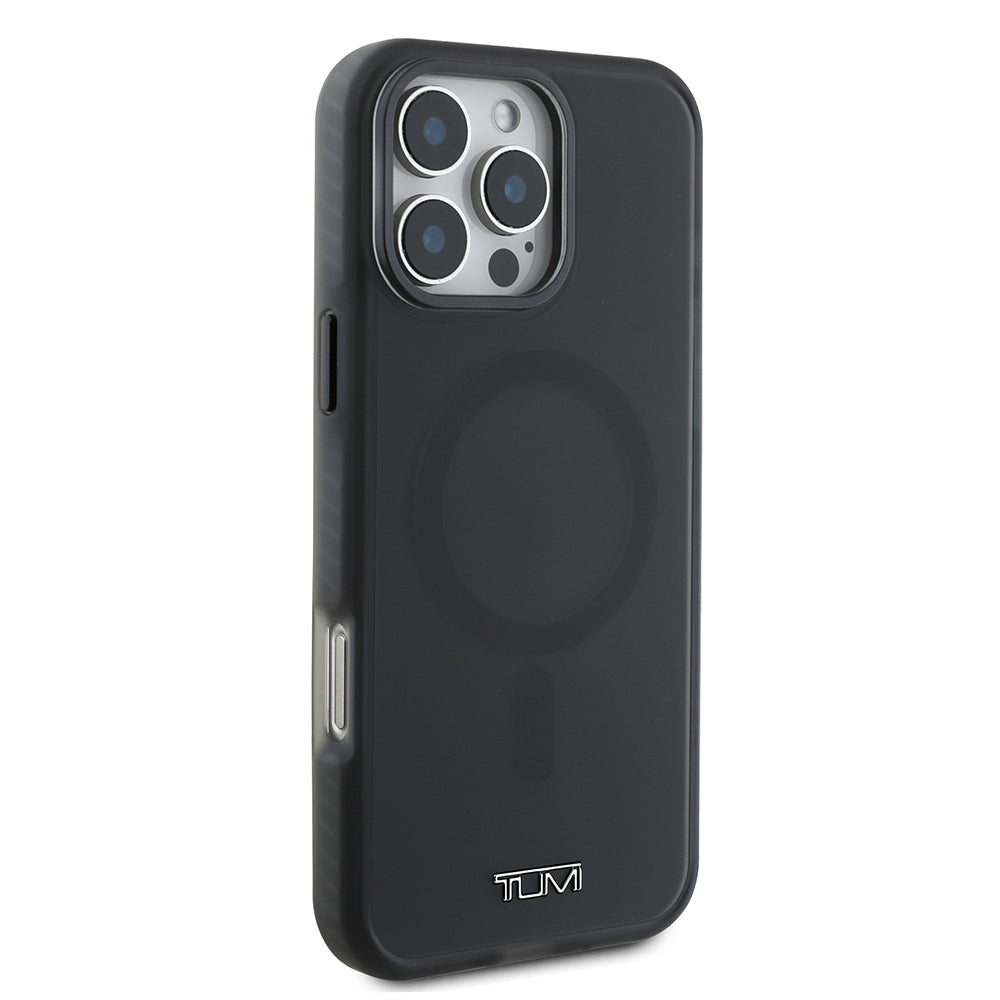 Apple iPhone 16 Pro Max Kılıf TUMI Orjinal Lisanslı M-safe Şarj Özellikli Airbagli Buzlu Transparan Kapak Siyah