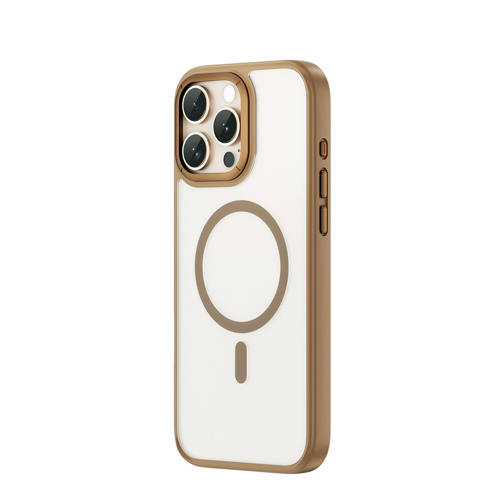 Apple iPhone 16 Pro Max Kılıf Wiwu FGG-012 ArmorPro Serisi M-safe Şarj Özellikli Parmak İzi Bırakmayan Kılıf Gold