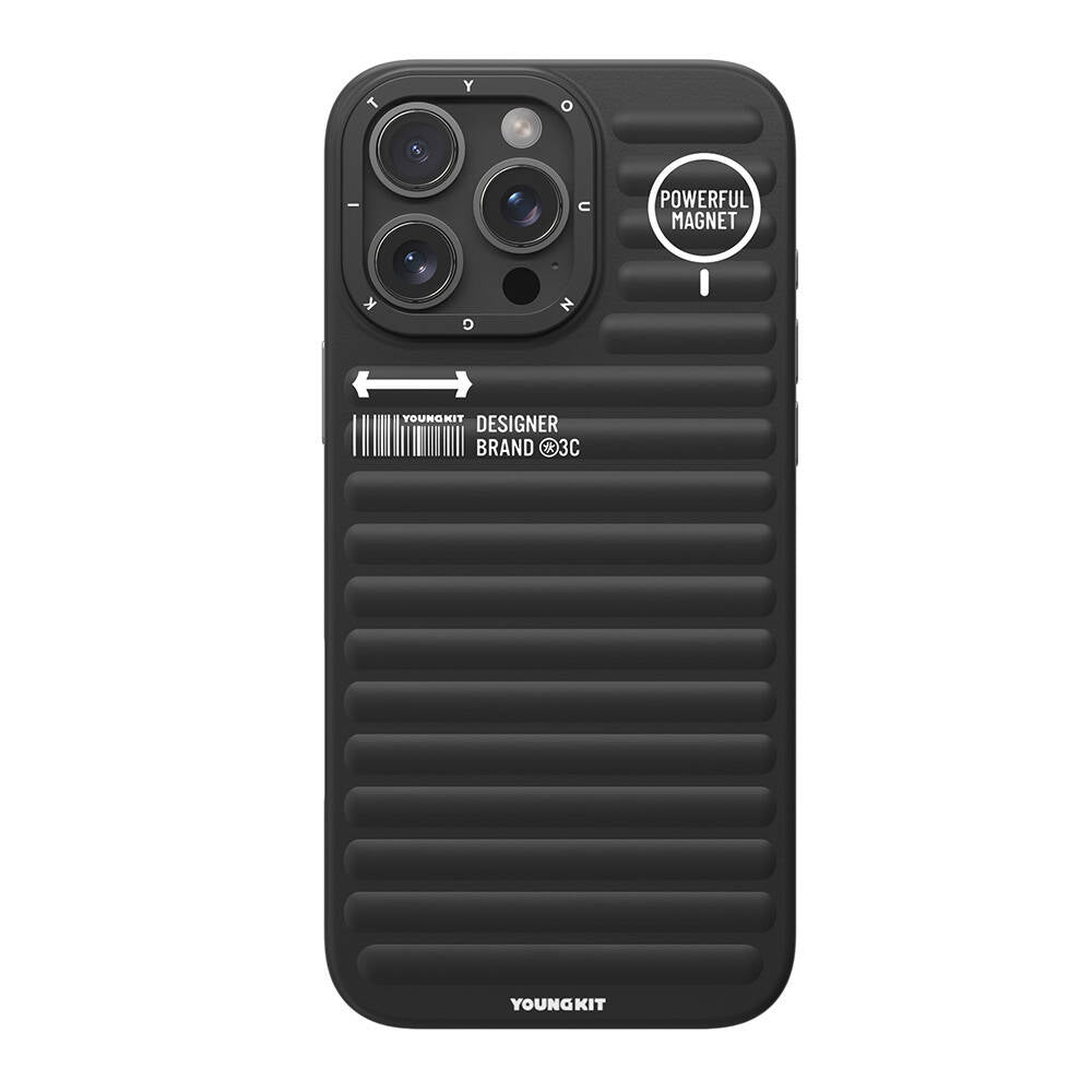 Apple iPhone 16 Pro Max M-safe Şarj Özellikli Kılıf Mat Renkli Tasarım Youngkit Original Serisi Kapak Siyah