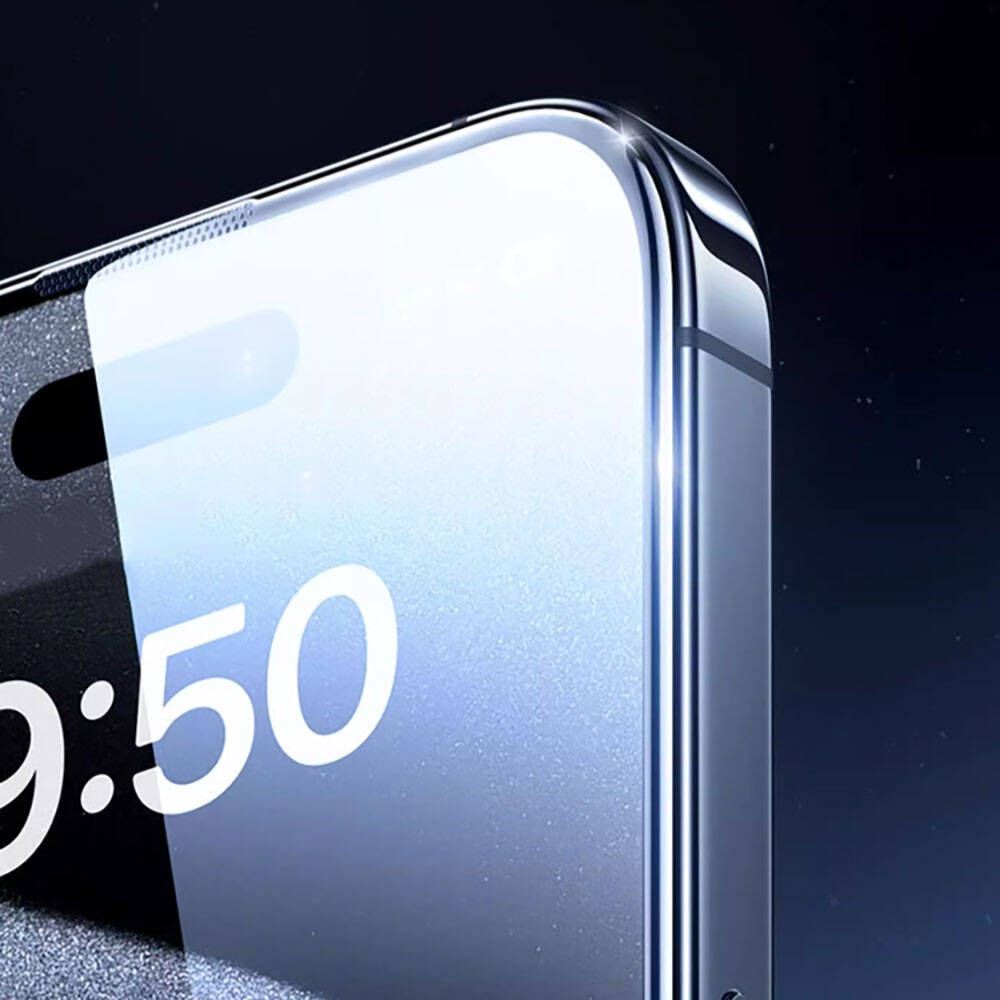 Apple iPhone 16 Pro Max Wiwu GT-008 Polimer Oleofobik Kaplama Şeffaf Pürüzsüz Temperli Cam Ekran Koruyucu 10'lu Paket Siyah