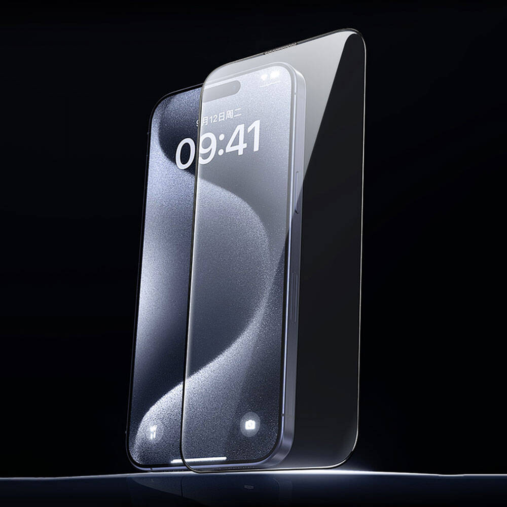 Apple iPhone 16 Pro Max Wiwu GT-008 Polimer Oleofobik Kaplama Şeffaf Pürüzsüz Temperli Cam Ekran Koruyucu 10'lu Paket Siyah