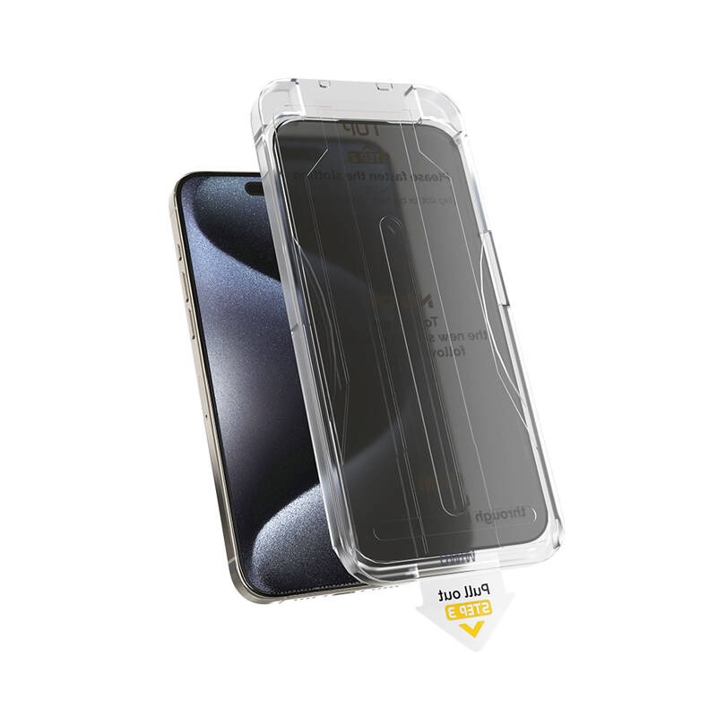 Apple iPhone 16 Pro Max Wiwu Wi-SQ009 Easy Install iPrivacy 360° Anti-Peep Oleofobik Temperli Cam Ekran Koruyucu + Kolay Uygulama Aparatlı Siyah