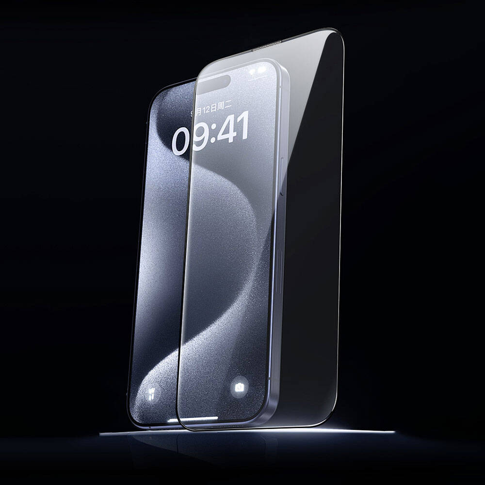 Apple iPhone 16 Pro Wiwu GT-008 Polimer Oleofobik Kaplama Şeffaf Pürüzsüz Temperli Cam Ekran Koruyucu 10'lu Paket Siyah