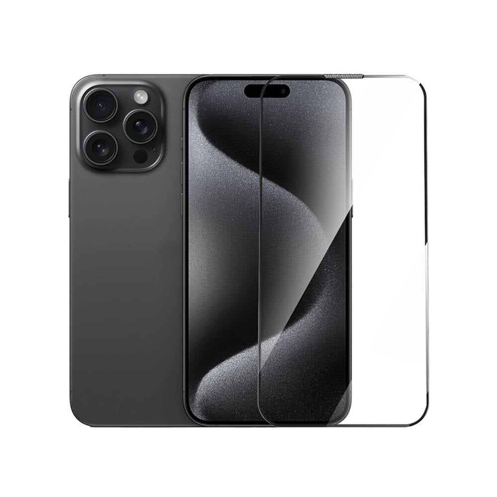 Apple iPhone 16 Pro Wiwu GT-014 Polimer Oleofobik Kaplama Şeffaf Pürüzsüz Temperli Cam Ekran Koruyucu 25'li Paket Siyah