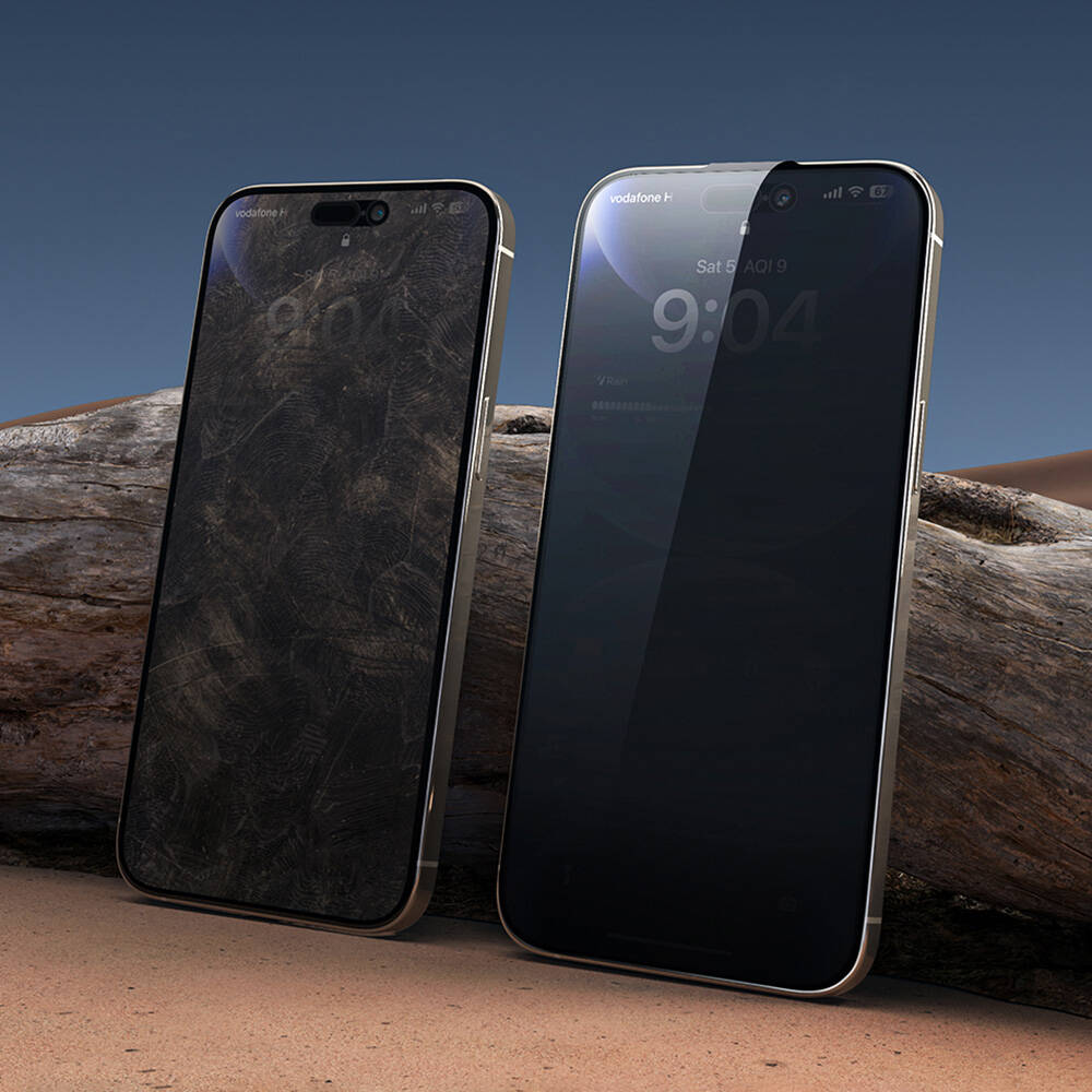 Apple iPhone 16 Pro Wiwu GT-015 Özellikli Çok Katmanlı Temperli iPrivacy Cam Ekran Koruyucu 10'lu Paket Siyah