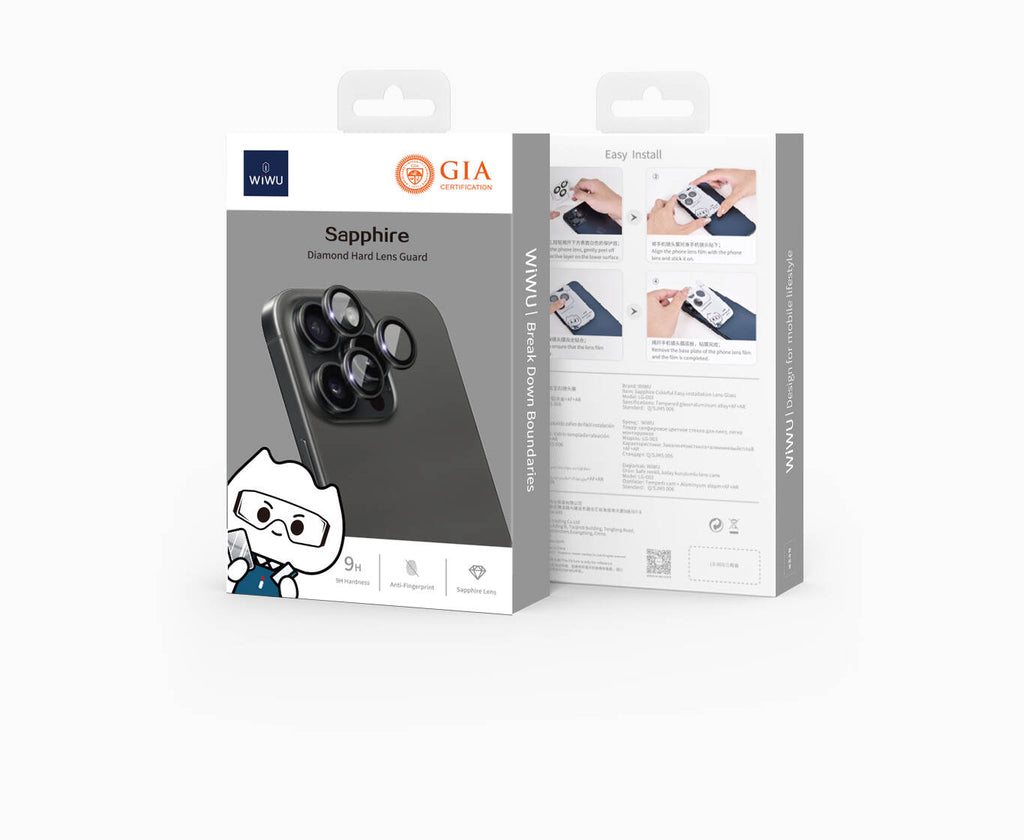 Apple iPhone 16 Wiwu LG-003 Lens Guard Çizilmeye Karşı Dayanıklı Safir Kamera Lens Koruyucu Mavi