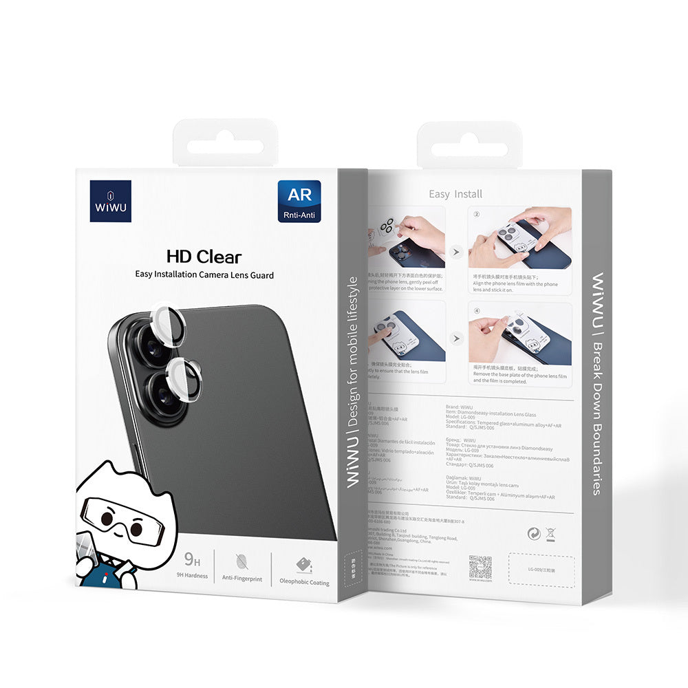 Apple iPhone 16 Wiwu LG-007 Lens Guard Oleofobik Anti Reflective Kamera Lens Koruyucu + Kolay Uygulama Aparatlı Şeffaf