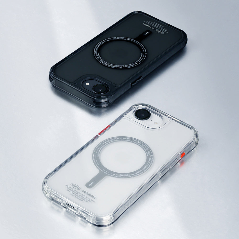 Apple iPhone 16E Kılıf M-safe Şarj Özellikli Şeffaf Airbag Tasarımlı Skinarma Saido Kapak Siyah