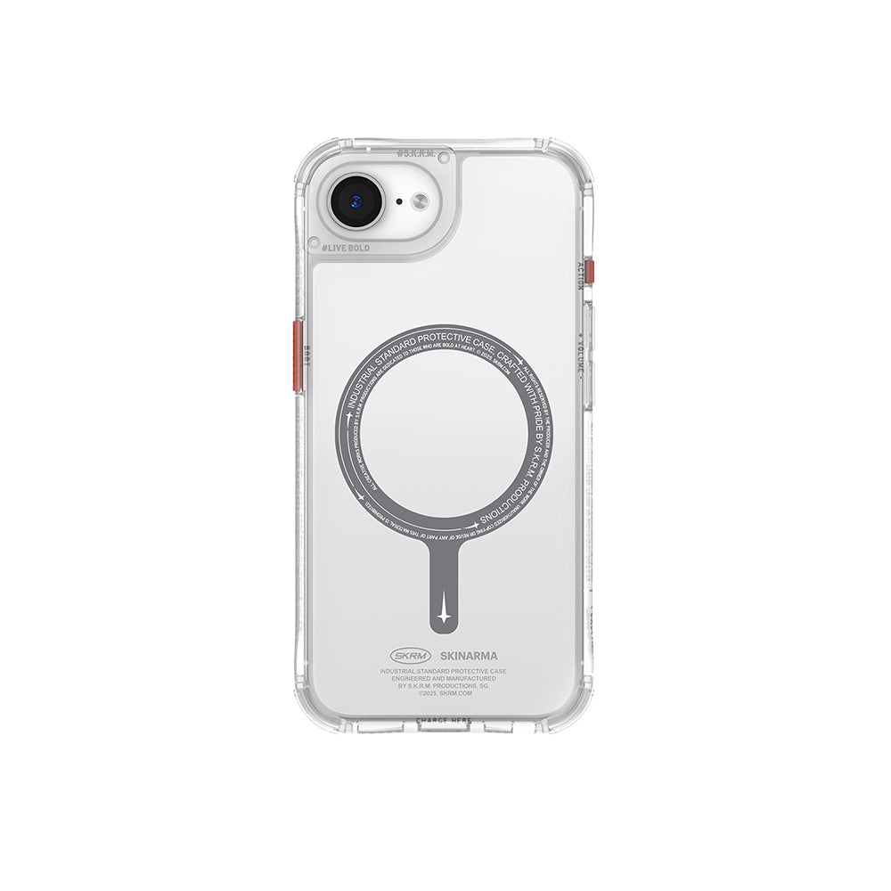 Apple iPhone 16E Kılıf M-safe Şarj Özellikli Şeffaf Airbag Tasarımlı Skinarma Saido Kapak Şeffaf