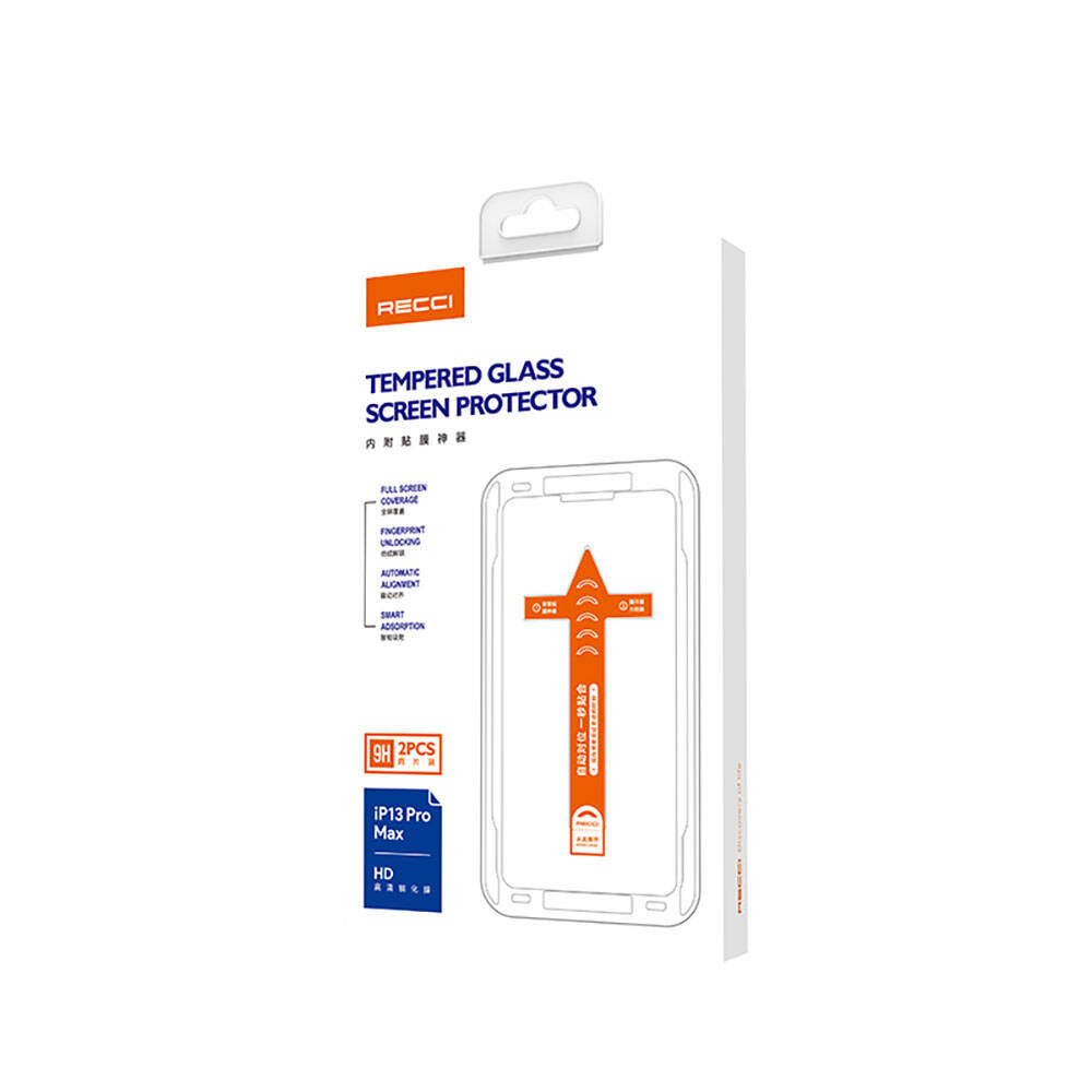 Apple iPhone 16E Recci RSP-A10 HD Temperli Cam Ekran Koruyucu + Kolay Uygulama Aparatlı Siyah