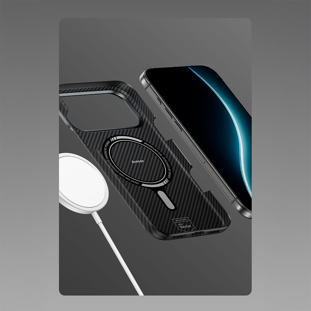 Apple iPhone 17 Air Kılıf Benks M-safe Şarj Özellikli Metal Kamera Çerçeveli Magnetik ArmorAir 600D Kevlar Fiber Kapak Siyah