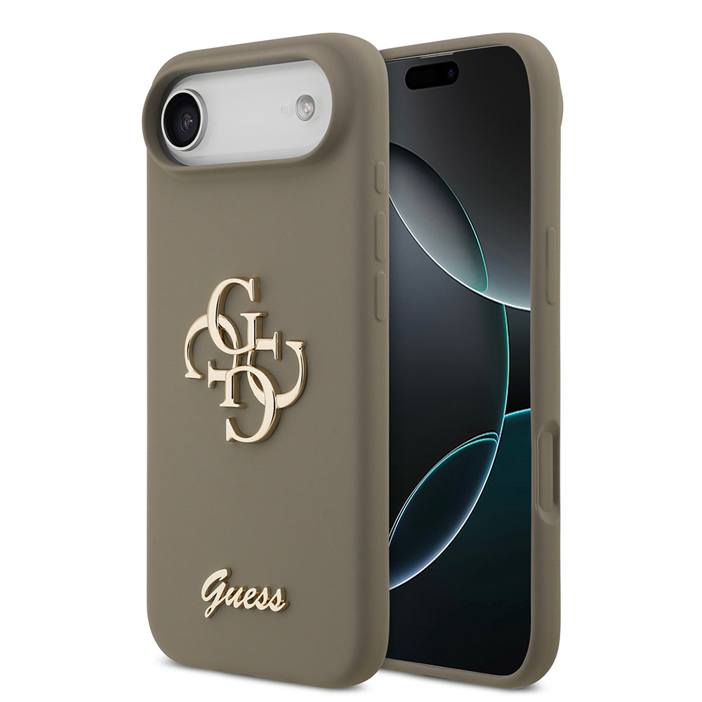 Apple iPhone 17 Air Kılıf Guess Orjinal Lisanslı Grained Yazı Logolu Kapak Kahverengi