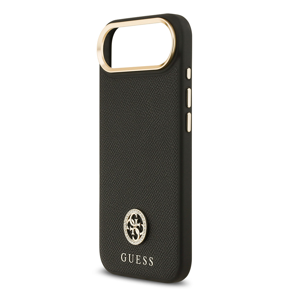 Apple iPhone 17 Air Kılıf Guess Orjinal Lisanslı M-safe Şarj Özellikli Grained Yazı ve Taşlı 4G Logolu Kapak Kahverengi