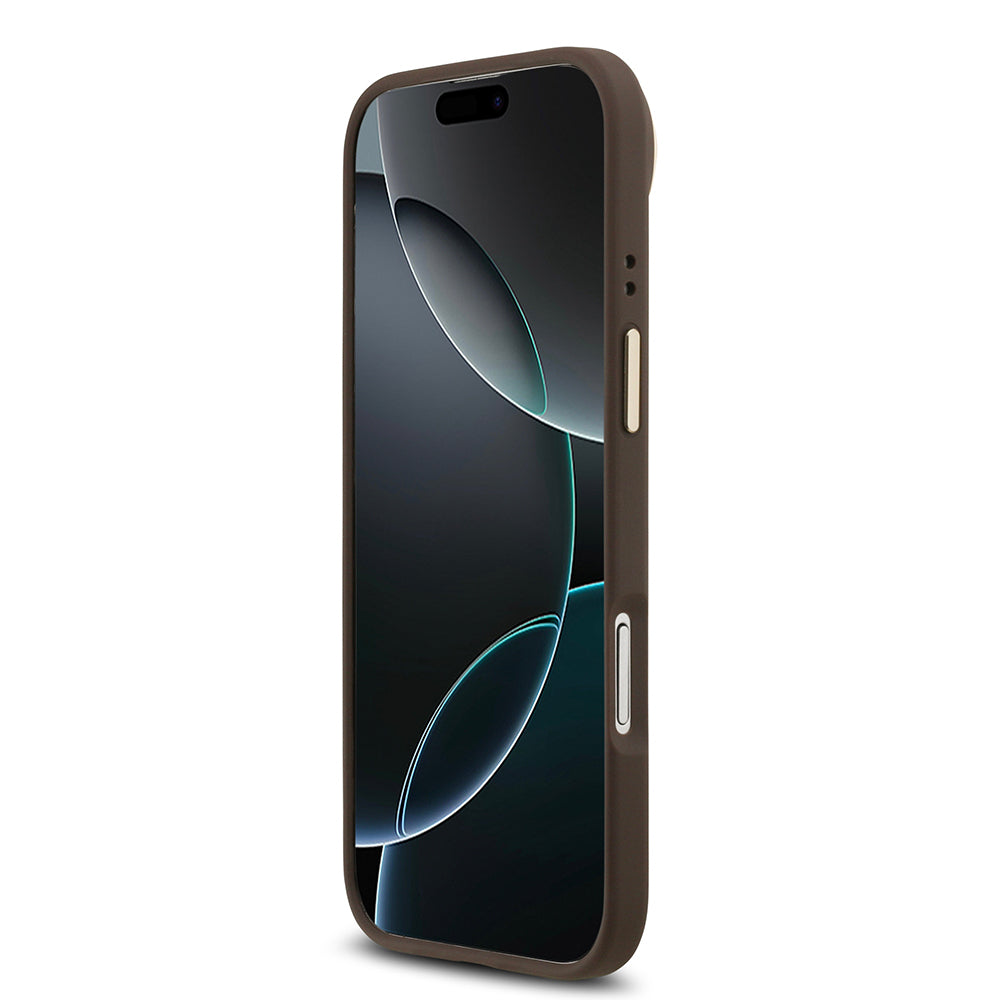 Apple iPhone 17 Air Kılıf Guess Orjinal Lisanslı M-safe Şarj Özellikli Sıcak Baskılı Yazı Logolu PU Deri Peony Kapak Pembe