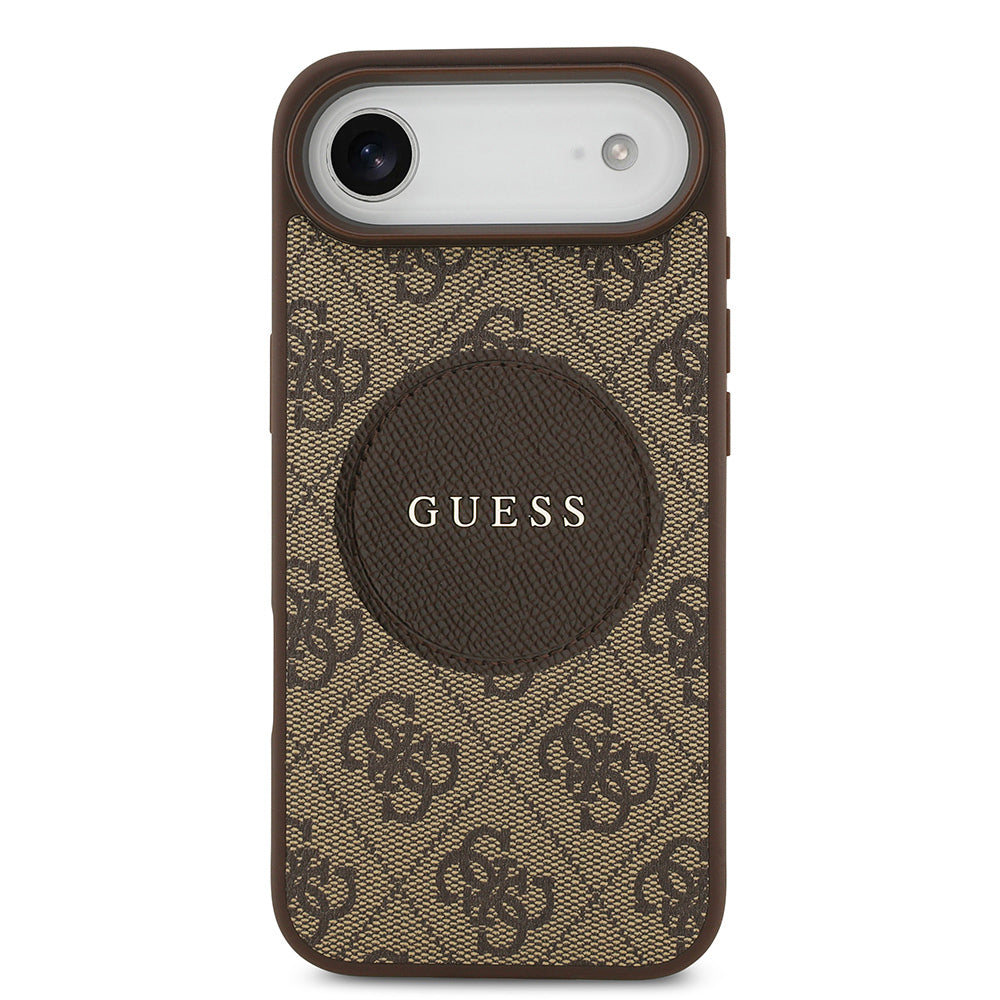 Apple iPhone 17 Air Kılıf Guess Orjinal Lisanslı M-safe Şarj Özellikli Yazı Logolu Circle Classic Kapak  Pembe