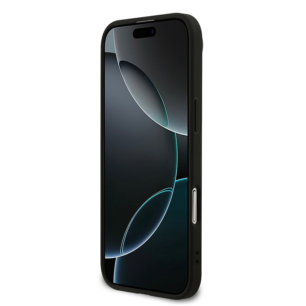 Apple iPhone 17 Air Kılıf Guess Orjinal Lisanslı M-safe Şarj Özellikli Yazı Logolu PU Deri Kapak Siyah