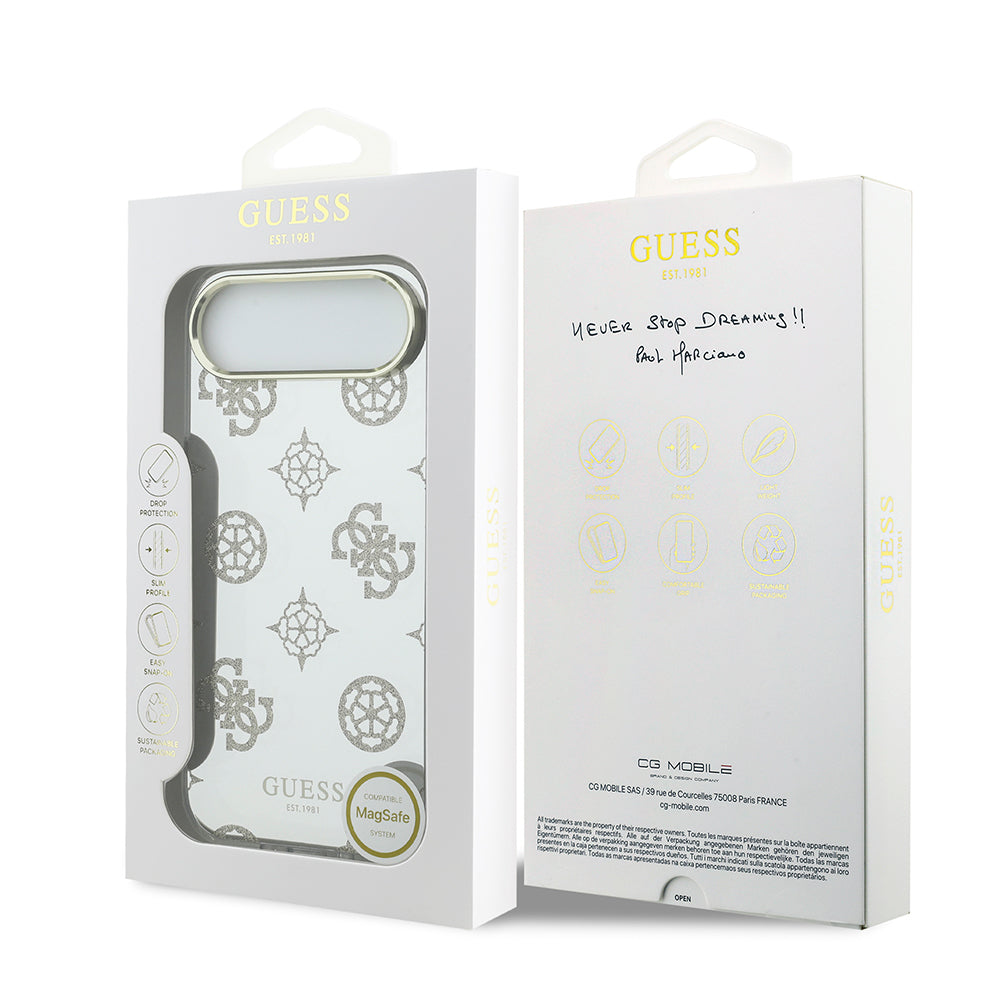 Apple iPhone 17 Air Kılıf Guess Orjinal Lisanslı Metal Kamera Çerçeveli Simli Aynalı Kapak Gümüş