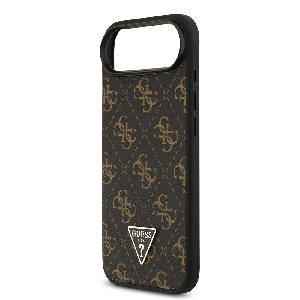 Apple iPhone 17 Air Kılıf Guess Orjinal Lisanslı PU Deri 4G Desenli Üçgen Logolu Kapak Siyah
