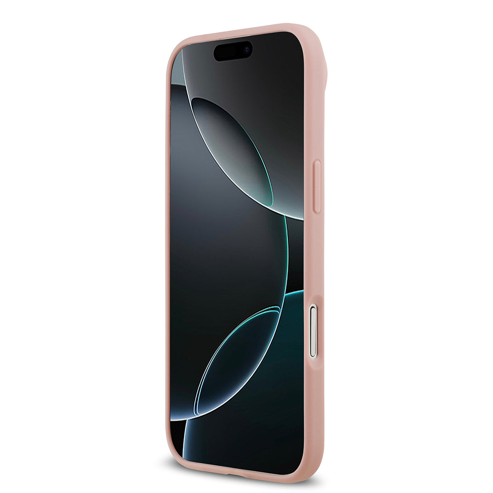 Apple iPhone 17 Air Kılıf Guess Orjinal Lisanslı Taşlı Arka Yüzey Üçgen Logolu Kapak Pembe