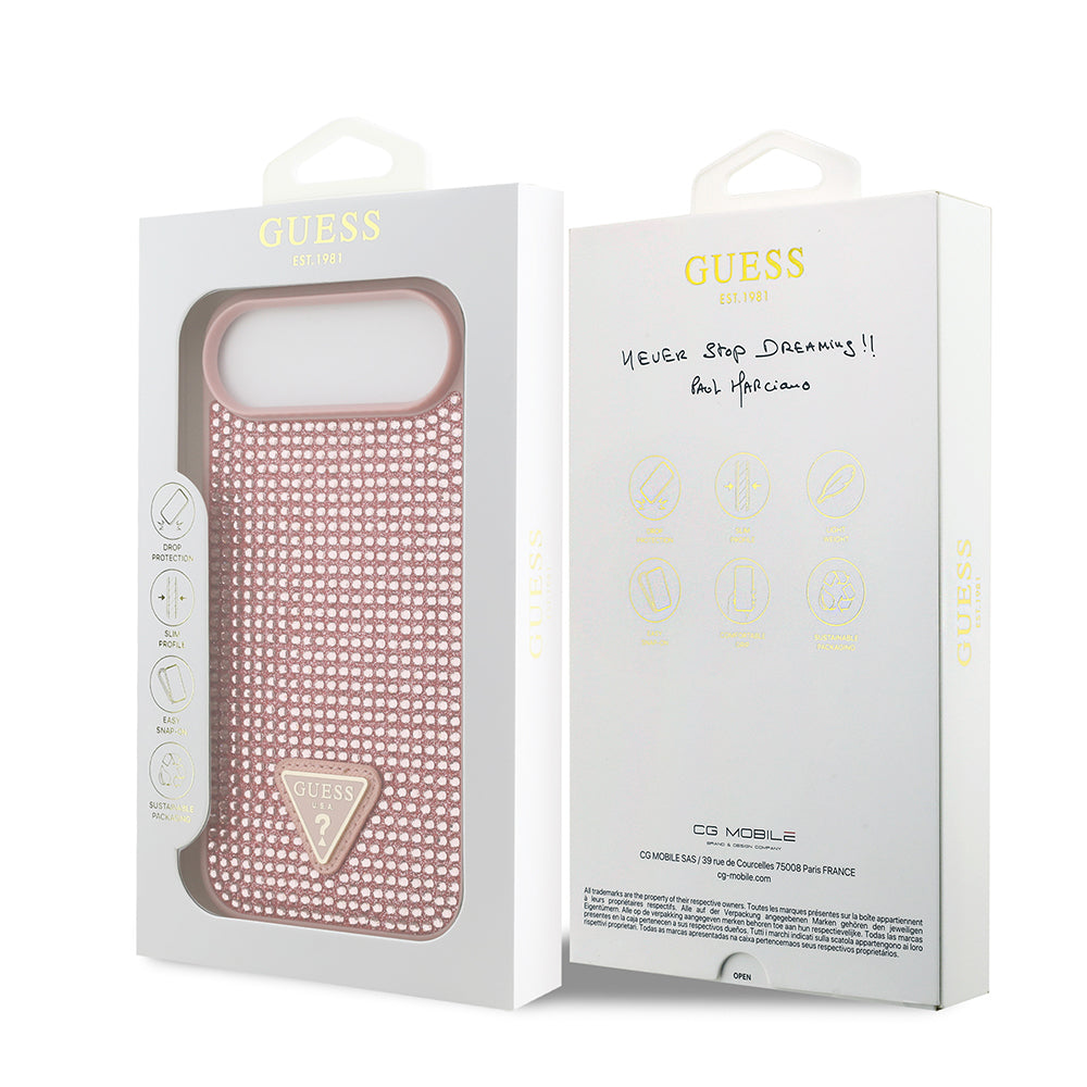 Apple iPhone 17 Air Kılıf Guess Orjinal Lisanslı Taşlı Arka Yüzey Üçgen Logolu Kapak Siyah