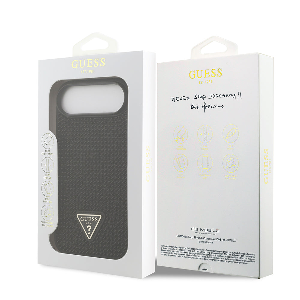 Apple iPhone 17 Air Kılıf Guess Orjinal Lisanslı Taşlı Arka Yüzey Üçgen Logolu Kapak Gümüş