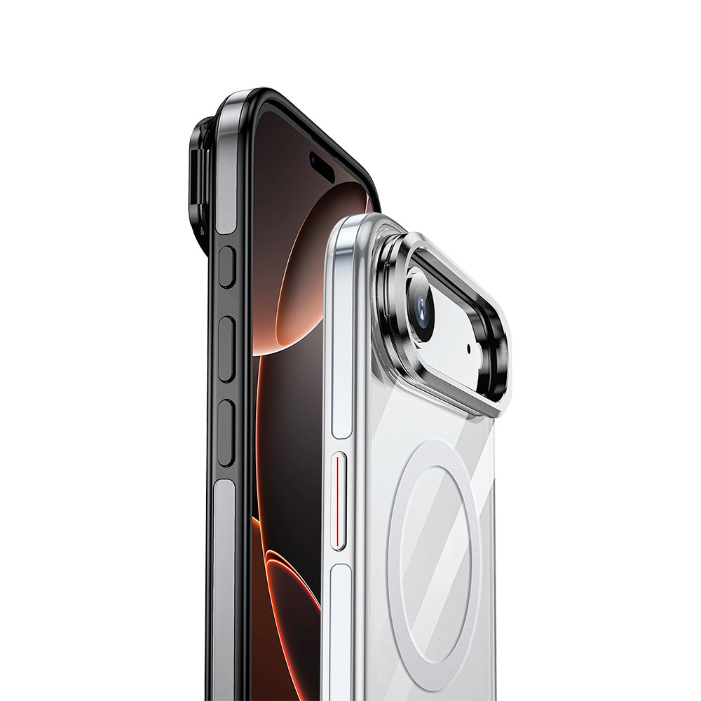 Apple iPhone 17 Air Kılıf M-safe Şarj Özellikli Wlons Standlı Efsane Kapak Turuncu