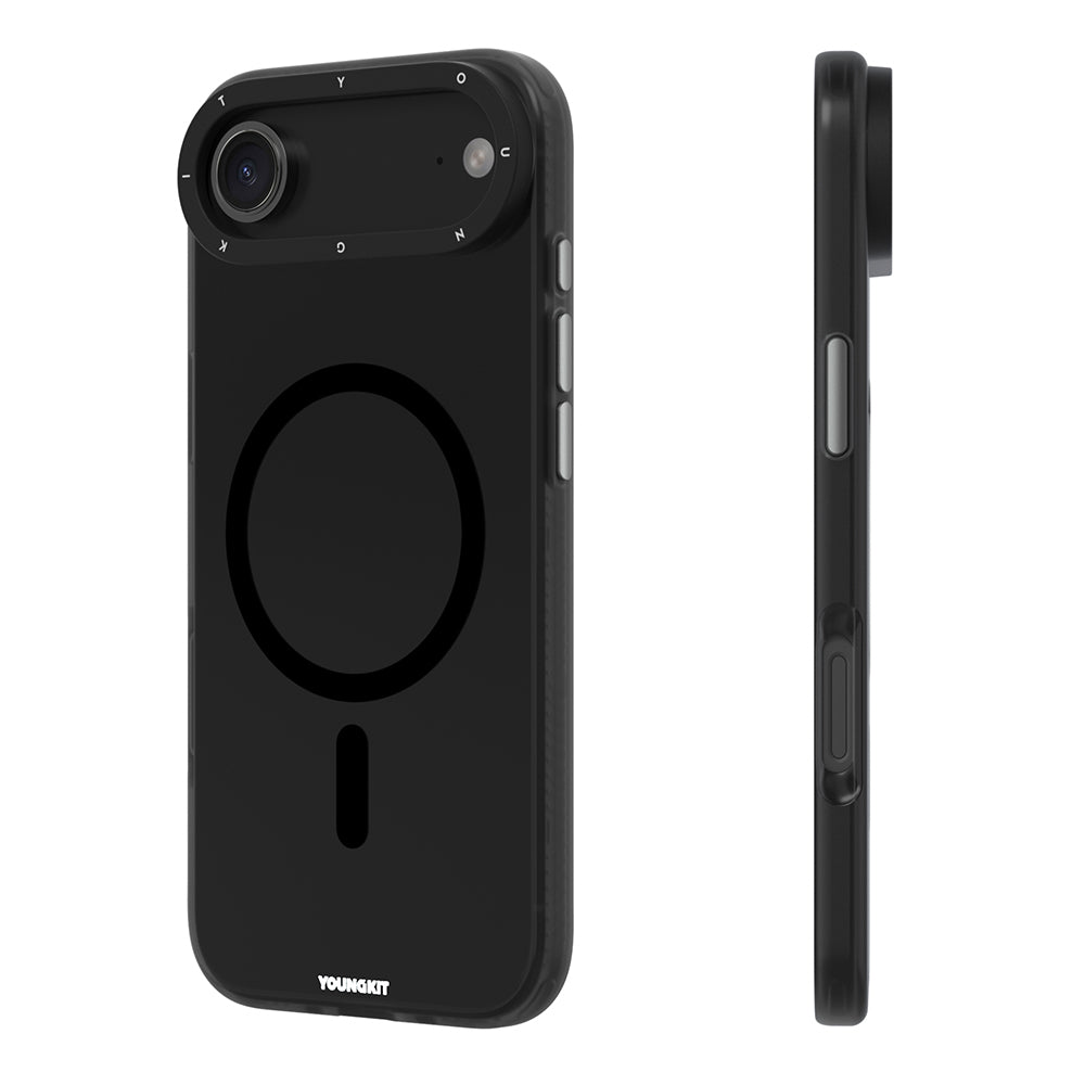 Apple iPhone 17 Air Kılıf M-safe Şarj Özellikli Youngkit Hidden Sand Serisi Kapak Siyah