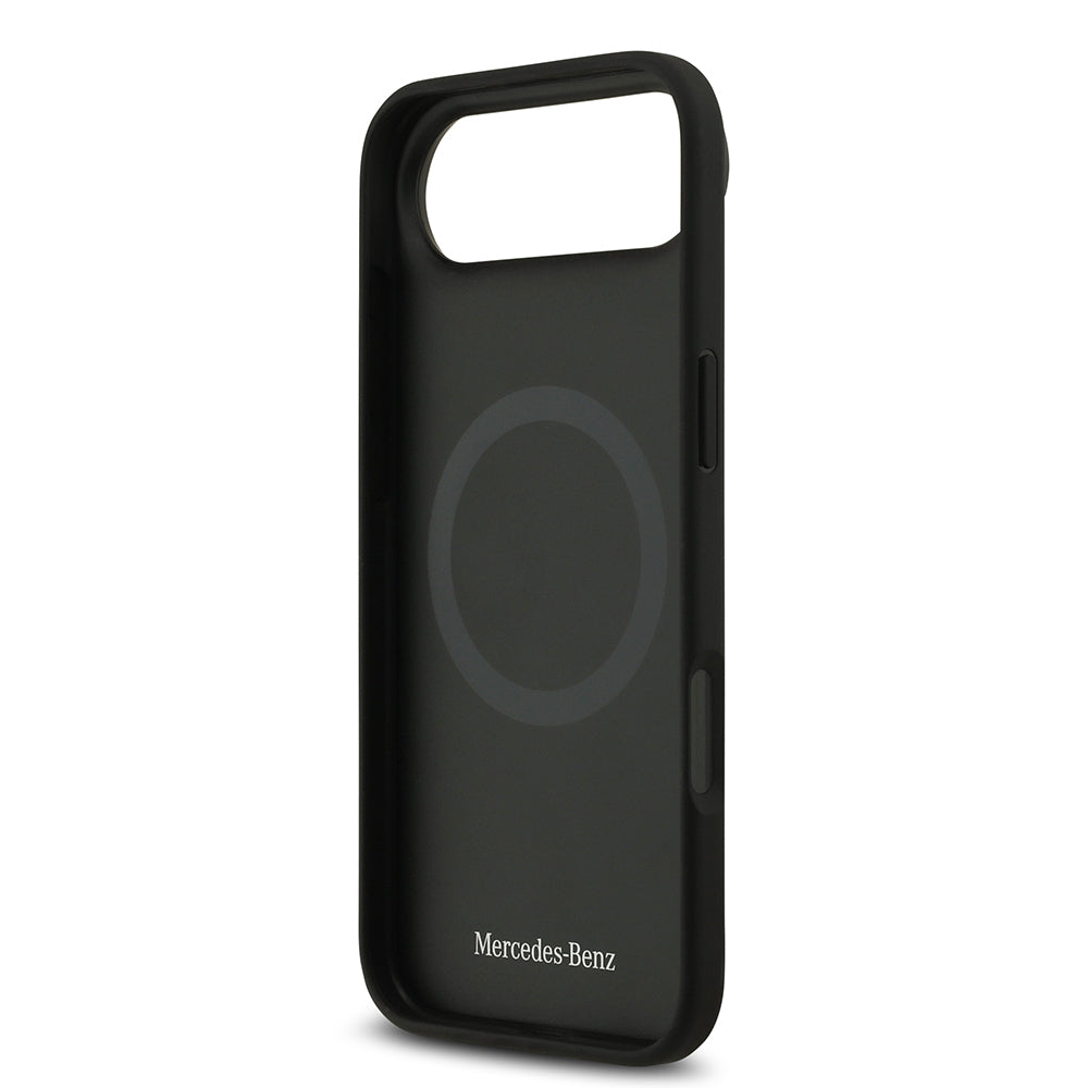 Apple iPhone 17 Air Kılıf Mercedes Benz Orjinal Lisanslı M-safe Şarj Özellikli Dokulu Desenli Deri Kapak Kahverengi