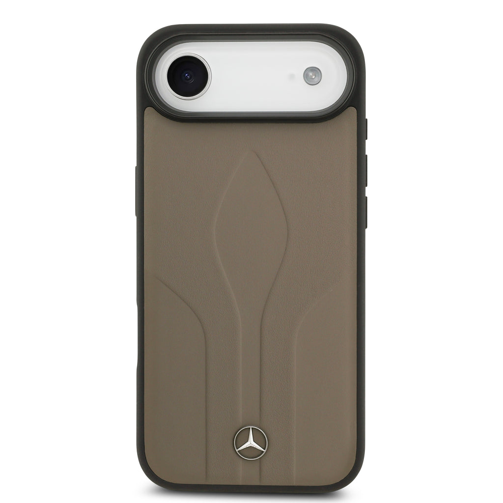 Apple iPhone 17 Air Kılıf Mercedes Benz Orjinal Lisanslı M-safe Şarj Özellikli Dokulu Desenli Deri Kapak Siyah