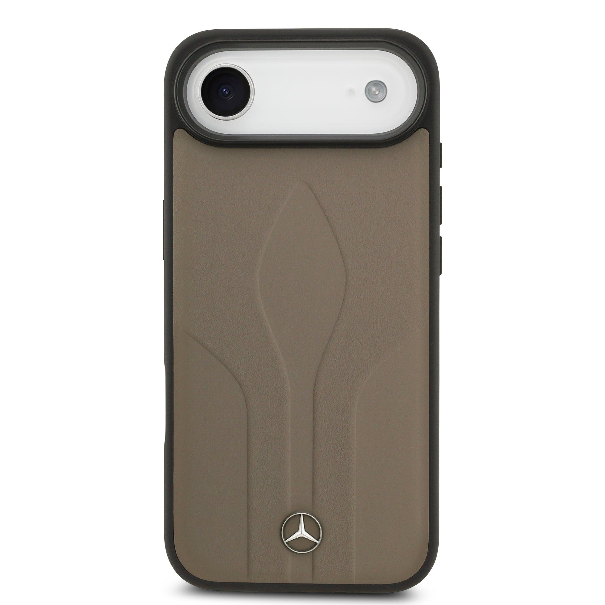 Apple iPhone 17 Air Kılıf Mercedes Benz Orjinal Lisanslı M-safe Şarj Özellikli Dokulu Desenli Deri Kapak Siyah