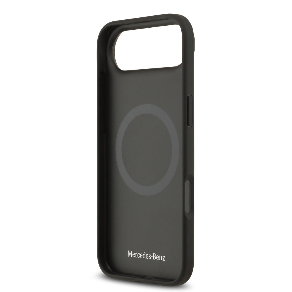 Apple iPhone 17 Air Kılıf Mercedes Benz Orjinal Lisanslı M-safe Şarj Özellikli Dokulu Desenli Deri Kapak Kahverengi