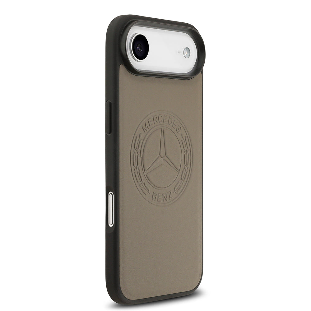 Apple iPhone 17 Air Kılıf Mercedes Benz Orjinal Lisanslı M-safe Şarj Özellikli Hakiki Deri Nostaljik Yıldız Dizayn Kapak Kahverengi