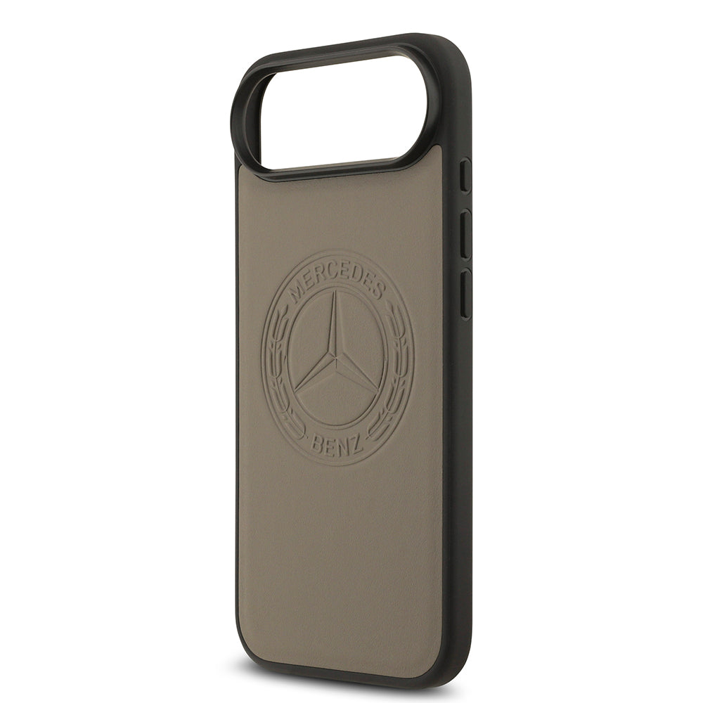 Apple iPhone 17 Air Kılıf Mercedes Benz Orjinal Lisanslı M-safe Şarj Özellikli Hakiki Deri Nostaljik Yıldız Dizayn Kapak Siyah