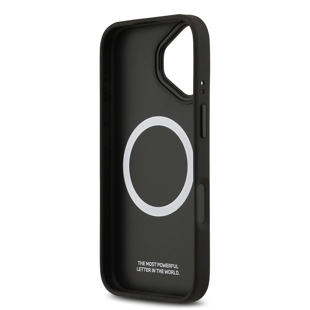 Apple iPhone 17 Kılıf BMW Orjinal Lisanslı M-safe Şarj Özellikli M Logolu Üç Şeritli Delikli Deri Kapak Gri