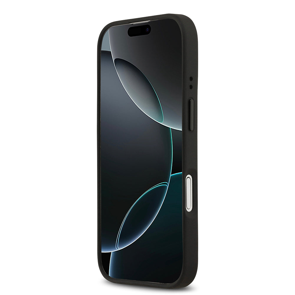 Apple iPhone 17 Kılıf BMW Orjinal Lisanslı M-safe Şarj Özellikli Metal BMW ve M Logolu PU Karbon Tasarımlı Kapak Siyah