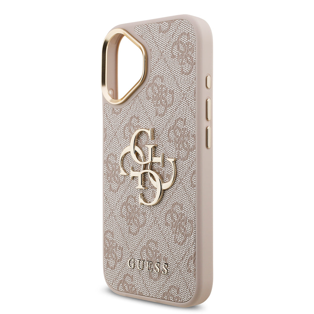 Apple iPhone 17 Kılıf Guess Orjinal Lisanslı 4G Büyük Metal Logolu Kalın Askılı Kapak Pembe