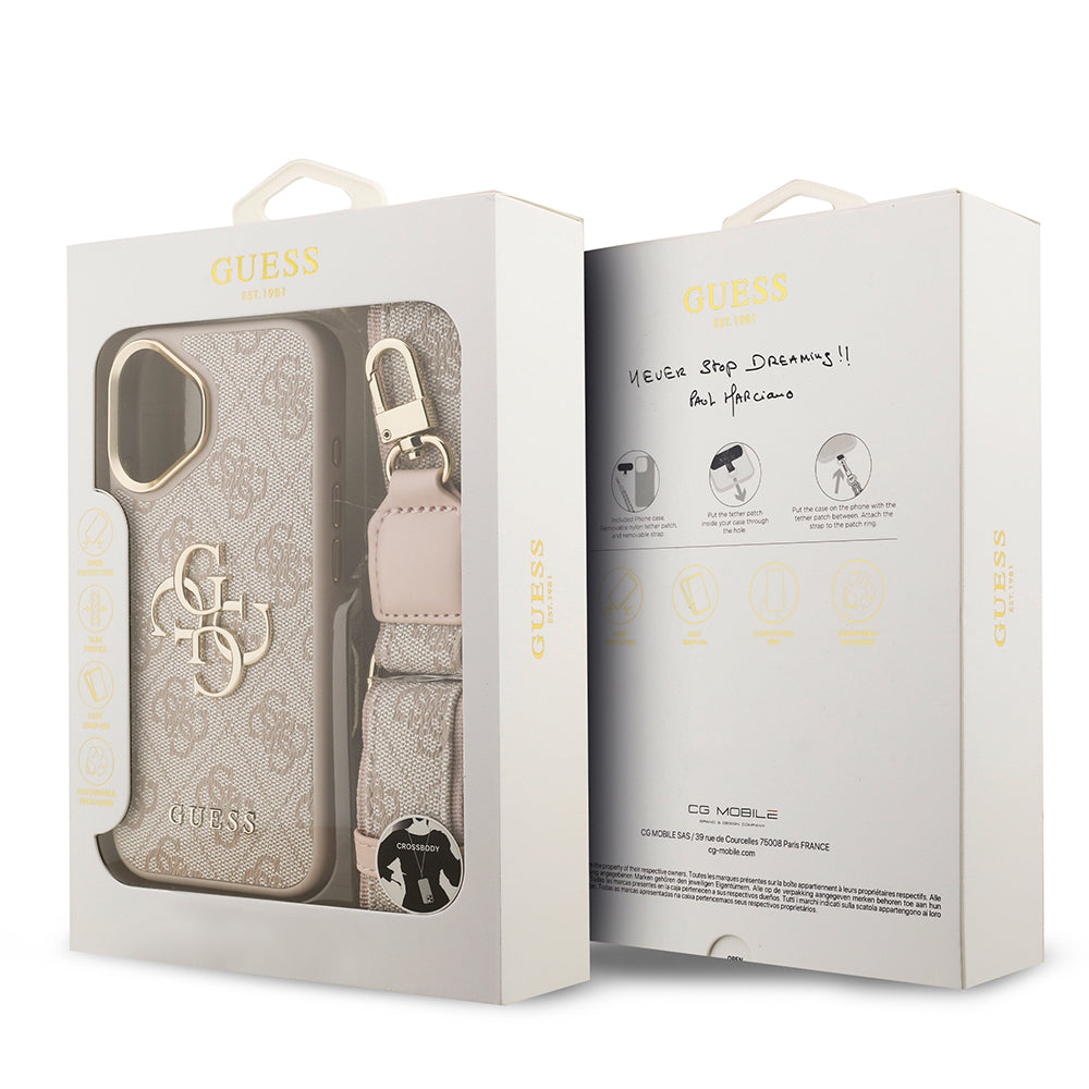 Apple iPhone 17 Kılıf Guess Orjinal Lisanslı 4G Büyük Metal Logolu Kalın Askılı Kapak Siyah