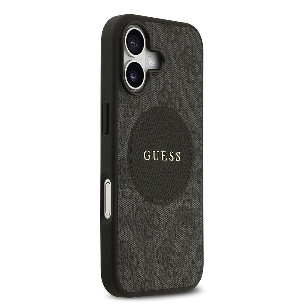 Apple iPhone 17 Kılıf Guess Orjinal Lisanslı M-safe Şarj Özellikli Yazı Logolu Circle Classic Kapak Siyah